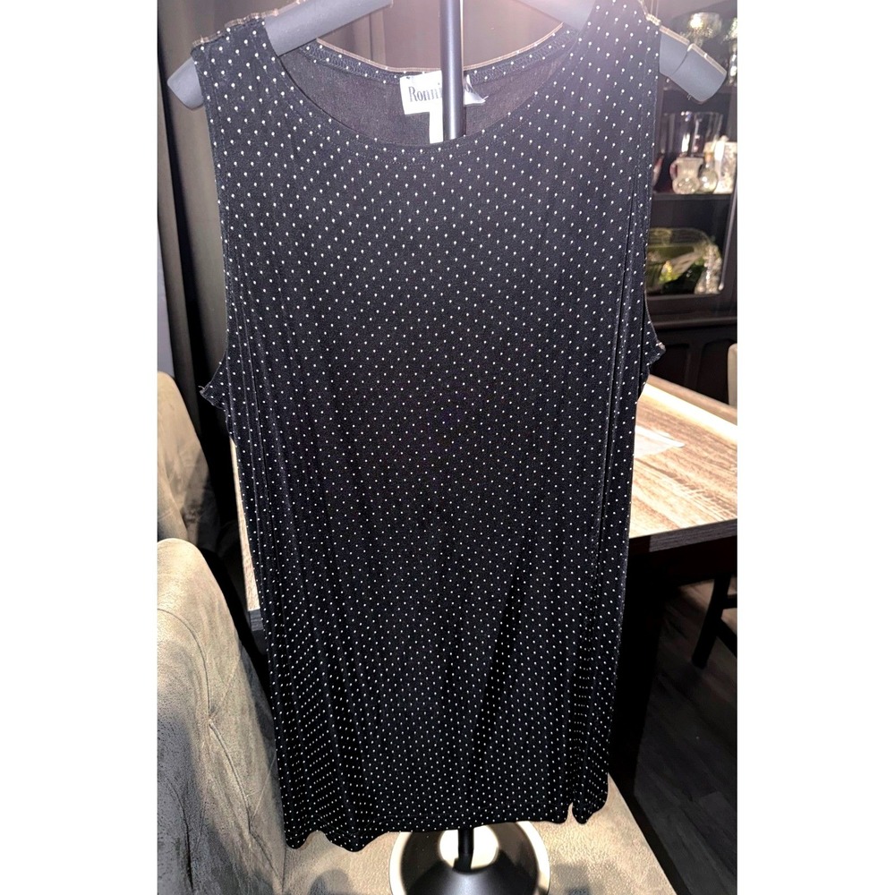 Ronni Nicole Black‎ Polka Dot Tank Women's 14 Sleeveless Classic Vintage